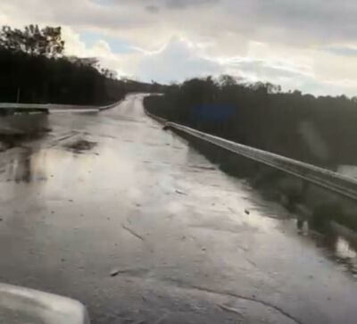Imagem da notícia Acúmulo de água sobre ponte na MS-316 preocupa motoristas entre Paraíso das Águas e Pouso Alto